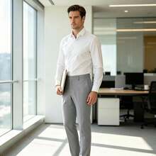 Light Gray Trajes Para Hombres Elegantes Solid Mint Green Classic Formal Suit Pants With Pockets Size XS-3XL - 淺灰色 - 查看 4