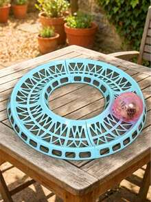 Juguete de pista de plástico DIY para hámster, pista desmontable azul para zarigüeya de azúcar (apto para bolas de ejercicio de 12cm/4.72in, 14cm/5.51in y 18.5cm/7.28in), pista de trote para cobaya, fácil de montar, apto para mascotas pequeñas - A - Ver 3