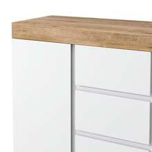 Sideboard With 3 Drawers And 2 Doors - White+Oak - 白色和橡木 - 查看 9