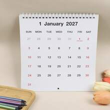 1PC 2027 Cartoon Kitty Desktop Calendar, Lovely Yawning Cat Design Monthly Desk Planner For Home & Office - Single Piece - View 8