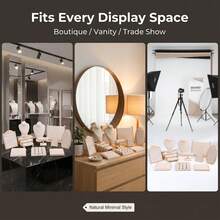 1 set Display Perhiasan Premium untuk Meja Kasir, Rak Kalung Kayu Solid Alami dari Linen, Papan Anting, Tempat Cincin, Stand Display Gelang untuk Toko Ritel - MultiWarna - View 5