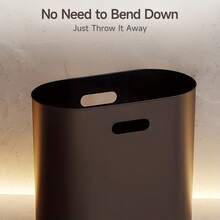 EZIFY 1Pc 3.7Gal Plastic Slim Trash Can With Press Lid, Dual Compartment Waste Bin, Built-In Handle Easy-Clean For Tight Spaces/Home/Commercial, Narrow Fit - 1PC-- Wood Grain - View 8