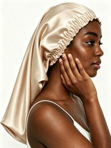 YPGVUO 1PC Extra Long Satin Hair Bonnet, Elastic Ruched Edge Sleep Cap, Anti‑Frizz Night Hair Care Hat For Super Long Braided Hair Home Sleeping - Solid Color - View 13
