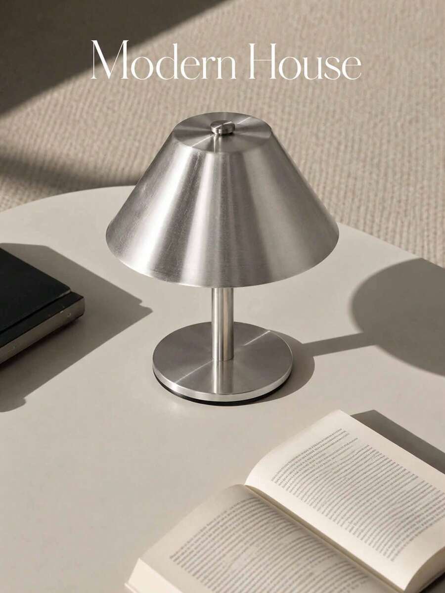 1 Piece Nordic Style Touch Control Lamp, Wireless Single-Color Desk Lamp, LED Touch Control Lamp, Portable Touch Control Lamp, Adjustable Lamp With 3 Color Temperatures, Dimmable Lamp, Bedroom Lamp, Cone-Shaped Metal Lampshade, Unique Touch Lamp - GT-01 - View 1