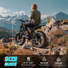 TST Electric Bike For Adults 749W Peak 20" Fat Tire All-Terrain E-Bike 60 Miles Electric Dirt Bike - 48V 15AH Battery - 黑色 - 查看 7