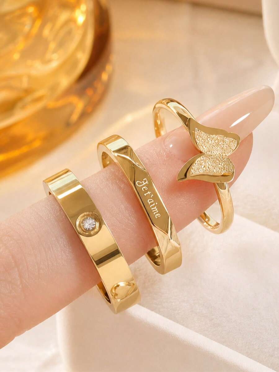Stainless Steel Ring, Fashion Classic Floral Pattern Ring, Versatile Style - Style 2 - View 1