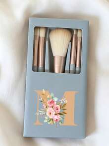 Portable Makeup Brush Set With Mirror And Soft Bristles, Floral Letter A-Y Pattern, Boxed Makeup Brush Set, Multi-Function Makeup Brush Set With Mirror And Makeup Box, Mini Multi-Function Makeup Brush, Foundation Brush, Eyeshadow Brush, Beginner Makeup Tools, Mixed Brush Makeup Storage Rack, Makeup Brush Set, Convenient To Carry Girls Gift, Ideal Makeup Tool Set, Portable Travel Supplies, Travel Essentials - Multicolor - View 16