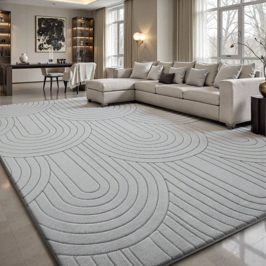 Sour Lemon Rugs Living Room Extra Large 200x300cm,3D Semicircular Pattern Area Rugs For Bedroom, Modern Annualrings Area Rugs,Machine Washable Carpet Anti Slip Short Pile Rug,Best For Dorms, Bedroom, Living Room