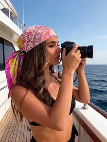 1pc Bohemian Style Luxury Floral Paisley Print Women's Bandana, Versatile Scarf/Shawl For Spring/Summer Casual & Outdoor Wear,Beach,Holiday - Hot Pink - View 3