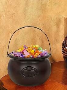 1pc Halloween Coffee Pot Decor Black Plastic Witch Cauldron - Perfect Gift For Family And Friends, Decorate Your Home, Suitable For Halloween Or Thanksgiving Party - Multicolor - View 2