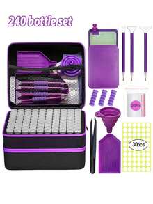 [New Diamond Tool Set] 1 Set Of Diamond Painting Storage Container Accessories, Diamond Art Storage Box With A Complete Set Of Art Tools (30/60/120/240 Slots) - A - View 5