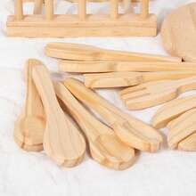 Children's Wooden Play Kitchen Utensils Set (27pcs) - Includes Plates, Bowls, Storage Rack And Realistic Food, Play Kitchen Accessories, Educational Gift For Children 3 Years And Above - Multicolor - View 11
