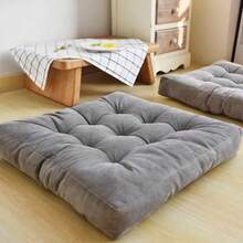 1pc Large 55CM Corduroy Chair Pad Tatami Floor Cushion Solid Color Square Thickened Quilted Seat Pad - Square Thick Seat Cushion - View 8