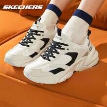 Skechers Women's Platform Casual Retro Dad Shoes Breathable Honeycomb Mesh Lightweight Non-Slip Sole Sneakers - Black and White - View 2
