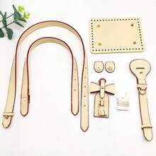 Handmade DIY Straw Handbag PU Leather Accessories Self-Made Vintage Pattern Bucket Bag Materials Shoulder Crossbody Bag Strap - New Model - View 11