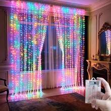 Battery Powered Fairy Curtain Lights, String Lights For Yard, Background Wall Decoration, Suitable For Wedding, Christmas, Halloween, Party, Holiday Lighting, Camping Decoration, Patio Decoration, Home Lighting, Room Decoration, Garden Decoration, 8 Lighting Modes, 100/200/300/600LED, Outdoor String Lights, All Season Use, 4 Colors Optional Bedroom Curtain Lights - Battery Box Curtain Light String - View 10