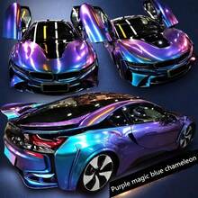 1pc 50CM*300CM Chameleon Color Changing Car Wrap Film, Purple To Blue Iridescent Glossy Diamond PVC Material, Multi-Angle Color Shift, Suitable For Cars, Motorcycles, Home Furniture, Interior Decor, Wallpaper, Dining Table, Multi-Functional Appearance Upgrade | Fashionable Sticker Film Vehicle Wrap | Rainbow Car Skin, Car Accessories Modification Film, Car Color Change Sticker Film - One Size Fits All - View 11