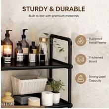 Over The Toilet Storage Cabinet, 3-Tier Metal Bathroom Organizer Shelf, Stable Freestanding Above Toilet Shelf For Laundry - Black - View 5