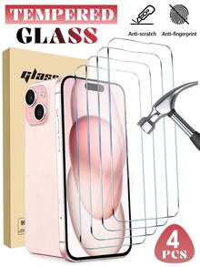 4片裝 [2026新款] 9H鋼化玻璃螢幕保護貼，相容 iPhone 18 Pro/18 Pro Max/17 Pro Max/17 Pro/17 Air/16 Pro/15 Pro Max/15 Pro/15 Plus/14 Pro/14 Plus/13 Pro/13/12/11，高清透明防刮無氣泡，相容手機殼，送給親友的生日禮物 - 無色 - 查看 13