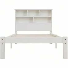 Solid Wood Bed Frame With Drawers And Slatted Base, Ideal Children's Room 90x200cm White - 白色 - 查看 4