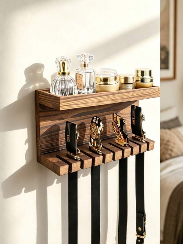 Closet Belt Storage Rack With Double-Layer Shelf Platform, Belt Hanging Rack, Closet Door Hanging Rack, Wall Closet Storage With Men's And Women's Styles, Home Decoration Storage