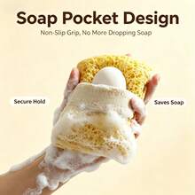 1Pc Foaming Soap Bag, Soft Elastic Bubble Bath Net Multi-Use Shower Body Scrubber, Gentle Exfoliating Deep Skin Cleansing Bath Ball, Reusable Household Bathroom Accessory For Women Men Kids Practical Daily Shower Foaming Tool Holiday Gift - Multicolor - View 4