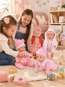 14pcs 16-18in Children Doll Pink Outfit Set, Rompers, Dresses, Jackets, Headbands, Fun Toy Doll Clothes, Children Birthday Gift, Gift For Kids, Doll Not Included - Multicolor - View 7