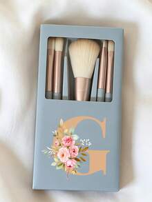 Portable Makeup Brush Set With Mirror And Soft Bristles, Floral Letter A-Y Pattern, Boxed Makeup Brush Set, Multi-Function Makeup Brush Set With Mirror And Makeup Box, Mini Multi-Function Makeup Brush, Foundation Brush, Eyeshadow Brush, Beginner Makeup Tools, Mixed Brush Makeup Storage Rack, Makeup Brush Set, Convenient To Carry Girls Gift, Ideal Makeup Tool Set, Portable Travel Supplies, Travel Essentials - Multicolor - View 13