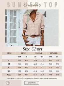 Womens Solid Lapel Long Sleeves Button Down Shirt Top Casual Basic Office Blouse - Light Green - View 6