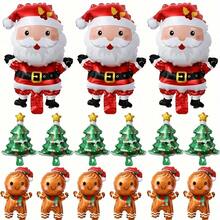 15pcs 16.1 Inch Mini Christmas Old Man Christmas Tree Shaped Aluminum Foil Balloons, Suitable For Christmas Decoration Balloons - View 6