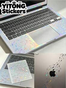 1pc Colorful Fish School Transparent Sticker, Gradient Holographic Underwater Fish & Star Decal, Waterproof Removable Self-Adhesive DIY Decoration For Laptop Shell And Palm Rest School Supplies - Laser Fish - View 1