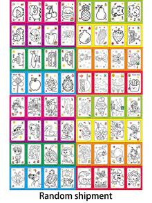 Random Cartoon Pattern Kids Coloring Painting Kit, DIY Hand Drawing Set With Pigment & Brush, Early Learning Educational Art Toy, Children Creative Activity Gift - Multicolor - View 8