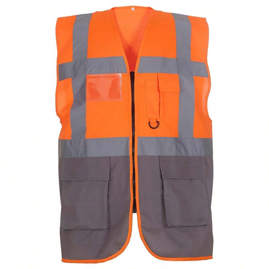 Yoko Unisex Adult Executive Hi-Vis Waistcoat - Orange/Grey - View 1