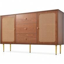 Sideboard With 2 Doors And 3 Shelves, Walnut Finish - Walnut - 查看 5