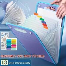 13-Pocket Accordion-Style Folder – A4 Document Organizer, Suitable For Schools, Offices, And Universities | Multi-Pocket Expanding File Organizer For Storing Test Papers, Exam Sheets, Receipts, And Bills – Random Color,School,Back To School,Gifts. - Multicolor - View 3