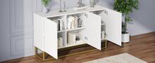 White Gloss Sideboard, Modern Buffet With 4 Shelves - White - View 8
