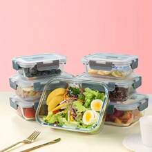 1pc Glass Lunch Box Set, Microwave Bowl, Lunch Container, Fresh-Keeping & Heat-Insulating Bento Box, Freezer , Dishwasher , Leak-Proof Food Container, Home Kitchen Supplies, Kitchen Accessories - Multicolor - View 5