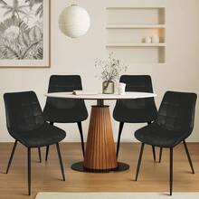 Two Dining Chairs – Velvet Dining Chairs – Ergonomic – 12-Piece Backrest + 12-Piece Seat – Non-Slip And Stable – Easy Assembly - Black - View 8