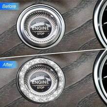 Stiker Cincin Start Mesin Kristal Berkilau, Penutup/Stiker Tombol Dekoratif, Cincin Berkilau untuk Tombol Pengapian, Aksesori Interior Mobil yang Cerah - A - View 5
