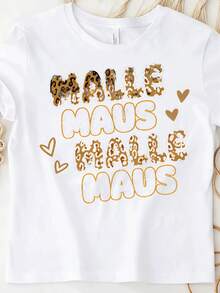 T-shirt unisex oversize Malle Maus con scritta leopardata (2) e stampa straniera Y2K per uomo e donna, stile retrò anni 2000, streetwear, t-shirt grafica ampia - Bianco - Visualizzare 4