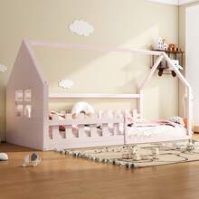 Bed Frame Kids House - 90x200cm - 粉色 - 查看 3
