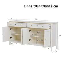 Stylish White Dining Sideboard With 2 Drawers And 4 Doors - Elegant Buffet For Kitchen, Living Room - 白色 - 查看 3