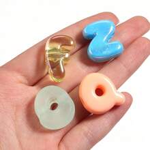 20/30 piezas de cuentas de letras de dibujos animados de colores mixtos aleatorios con agujero grande, cuentas sueltas lindas para pulseras DIY, collares, colgantes de teléfono y decoración de bolígrafos escolares - Cuentas de letras de dibujos animados con agujero grande - Ver 5