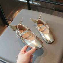 Girls' French Gentle Style Butterfly Wing Princess Mary Jane Shoes, Party Gathering Ballet Performance Shoes - Gold - View 8