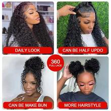 Dollface 360 Invisible Drawstring Full Lace Human Hair Wig Transparent HD Lace Pre Plucked Deep Wave 360 Invisi Strap Lace Front Wigs For Women 20 40 Inch - Natural Black - View 8