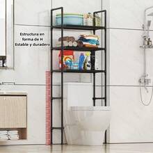 Estante de almacenamiento para baño, estante para inodoro, toallero, negro - Ver 4