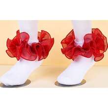 NEW-   Womens Big Ruffle Ankle Double Lace Turn Cuff Dress Socks,Women Cute Adult Cotton Ruffled Frilly Sock,#C907 - White - View 6