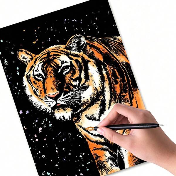 4 piezas Kit de arte de arañazos de animales para adultos, papel de arte de arañazos 16K, tamaño A4 (11.6"X8.3"), manualidad de mindfulness DIY para alivio del estrés, perfecto para fiestas, cumpleaños, Halloween & Navidad