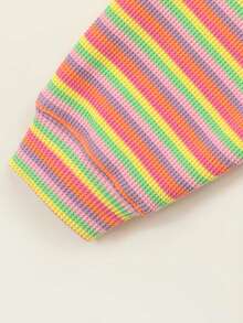 CHUU Rainbow Striped Jacket Women's Summer Youthful Chic Loose Versatile Long Sleeve Short Cover-Up - Multicolor - View 9