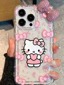 SANRIO 1件透明氣墊歐式粉色3D蝴蝶結KT蘋果手機殼，適用11-17pm - 無色 - 查看 1